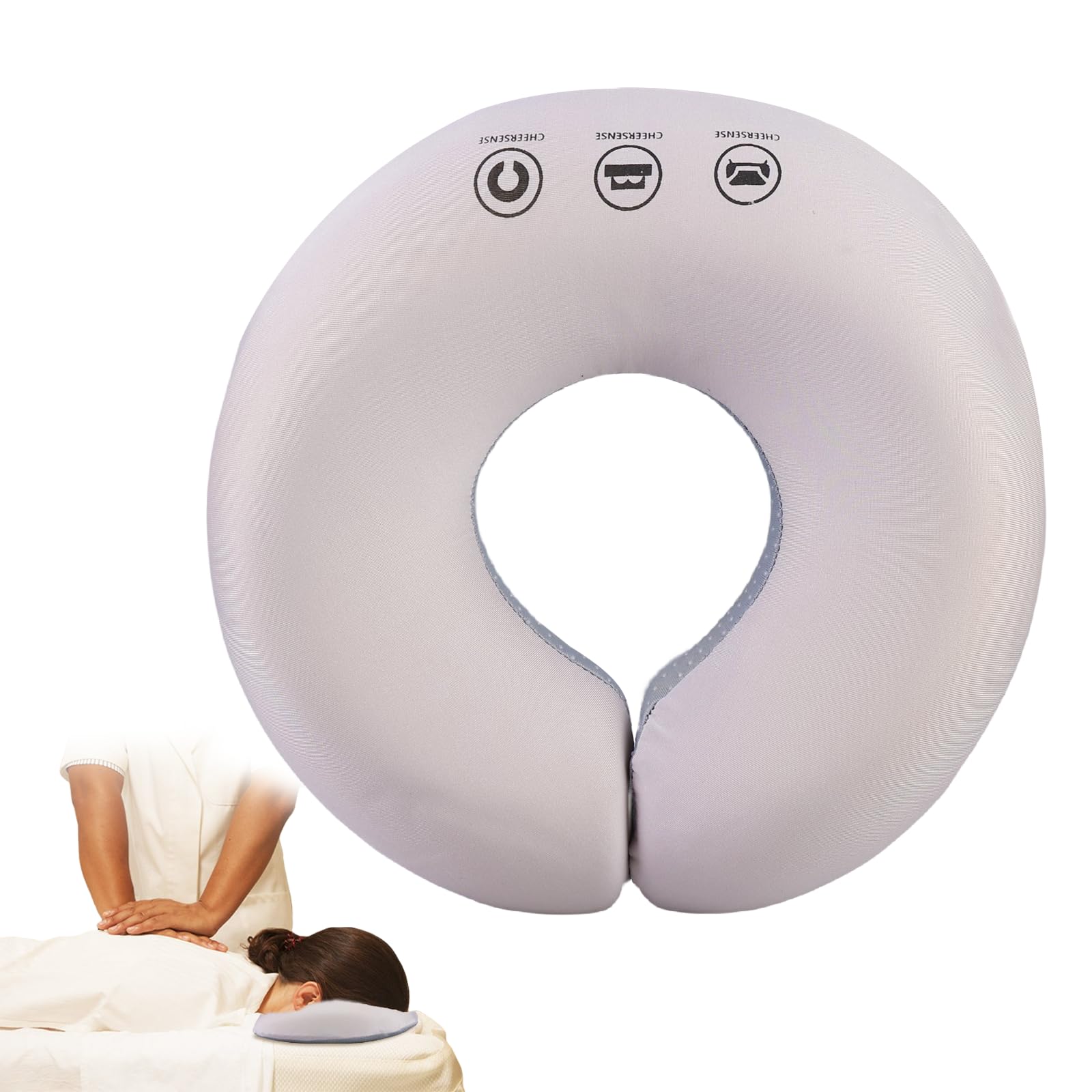Cojín facial para masaje, reposacabezas para la cama, cojín facial para camilla de masaje, masaje en forma de U, cojín facial para spa salón de masaje, cama de tratamiento, color gris