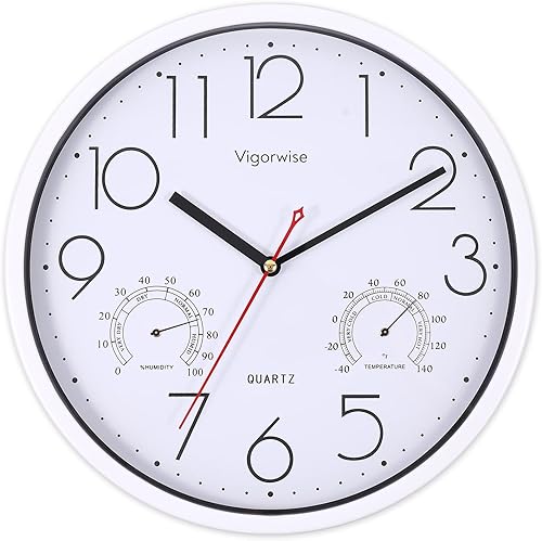 Miniatura 16 de Reloj de pared analógico atómico, reloj de pared controlado por radio de 35,6 cm se ajusta automáticamente, reloj de pared con marco de aluminio