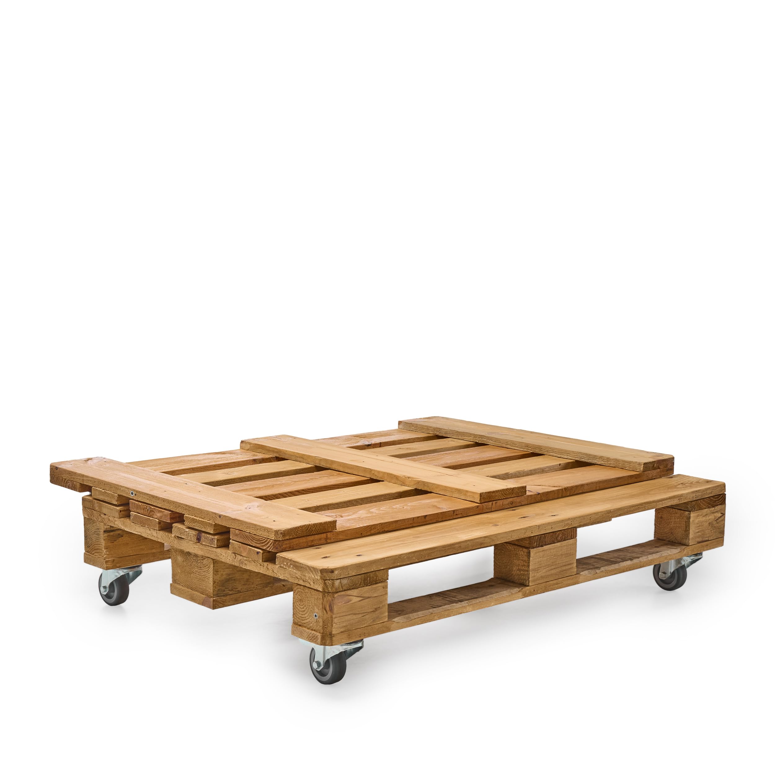 Diverpuffs Sofá Palet Exterior Madera Tratada 120x80 Resistente Agua y Sol con Ruedas con Freno Terraza Patio Jardín Diseño Natural Relajante Sin Mantenimiento Cómodo Montaje Fácil Chill out