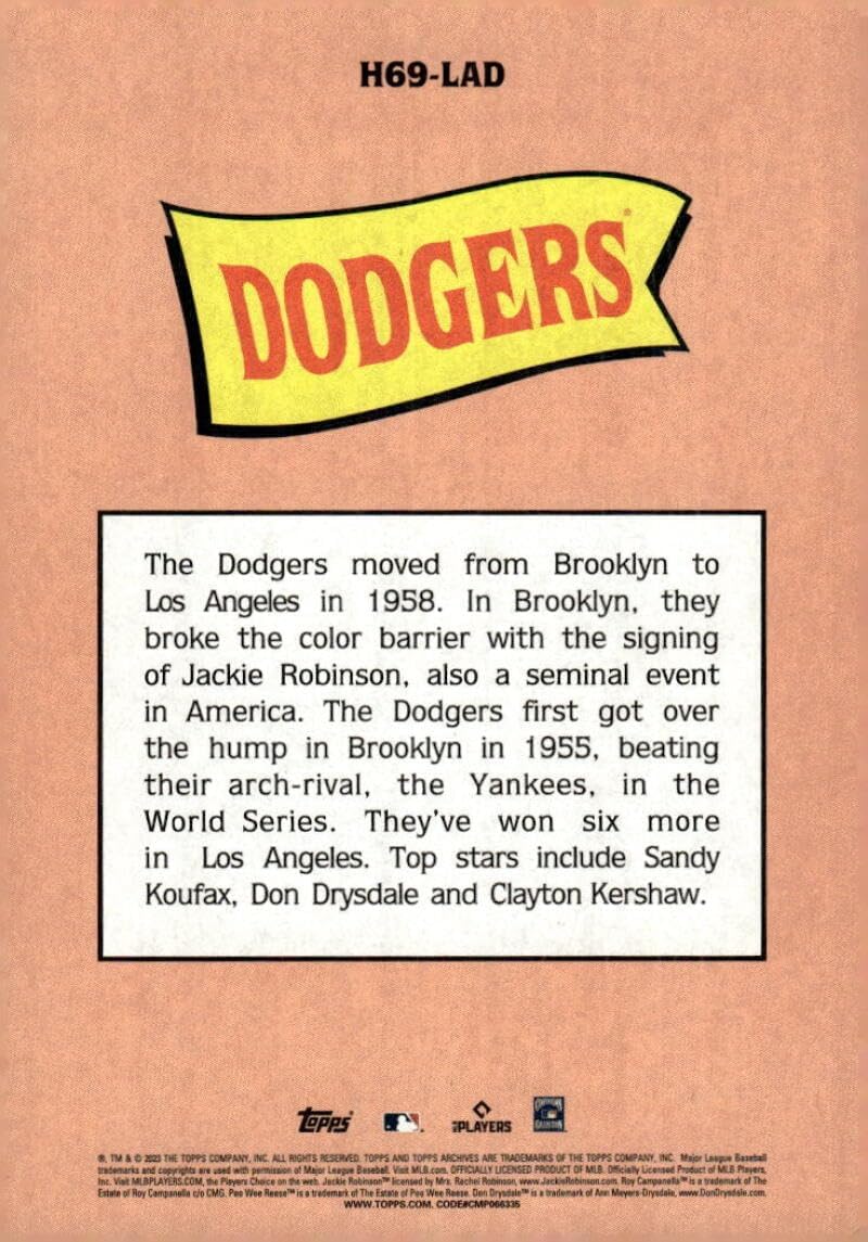 2023 Topps Archives 1969 Team History Baseball Post Card #H69-LADLos Angeles Dodgers Los Angeles Dodgers MLB Baseball Card NM-MT