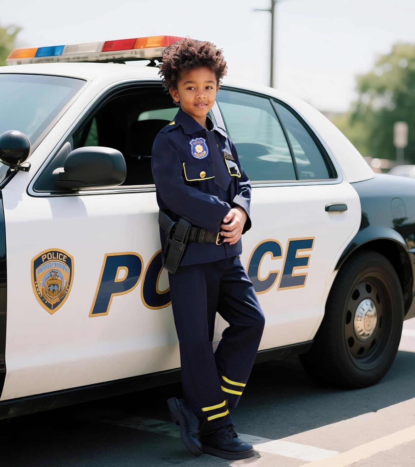 LOYO Police Costume for Kids, Boys Dress Up Police Outfit for Career Day, Halloween, Birthday, Costumes for Kid Age 3-12 Year