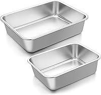 Vista 9 de Onader - Bandeja para lasaña profunda, rectangular de acero inoxidable de 10 x 8¼ pulgadas, bandeja para hornear de metal, apta para horno