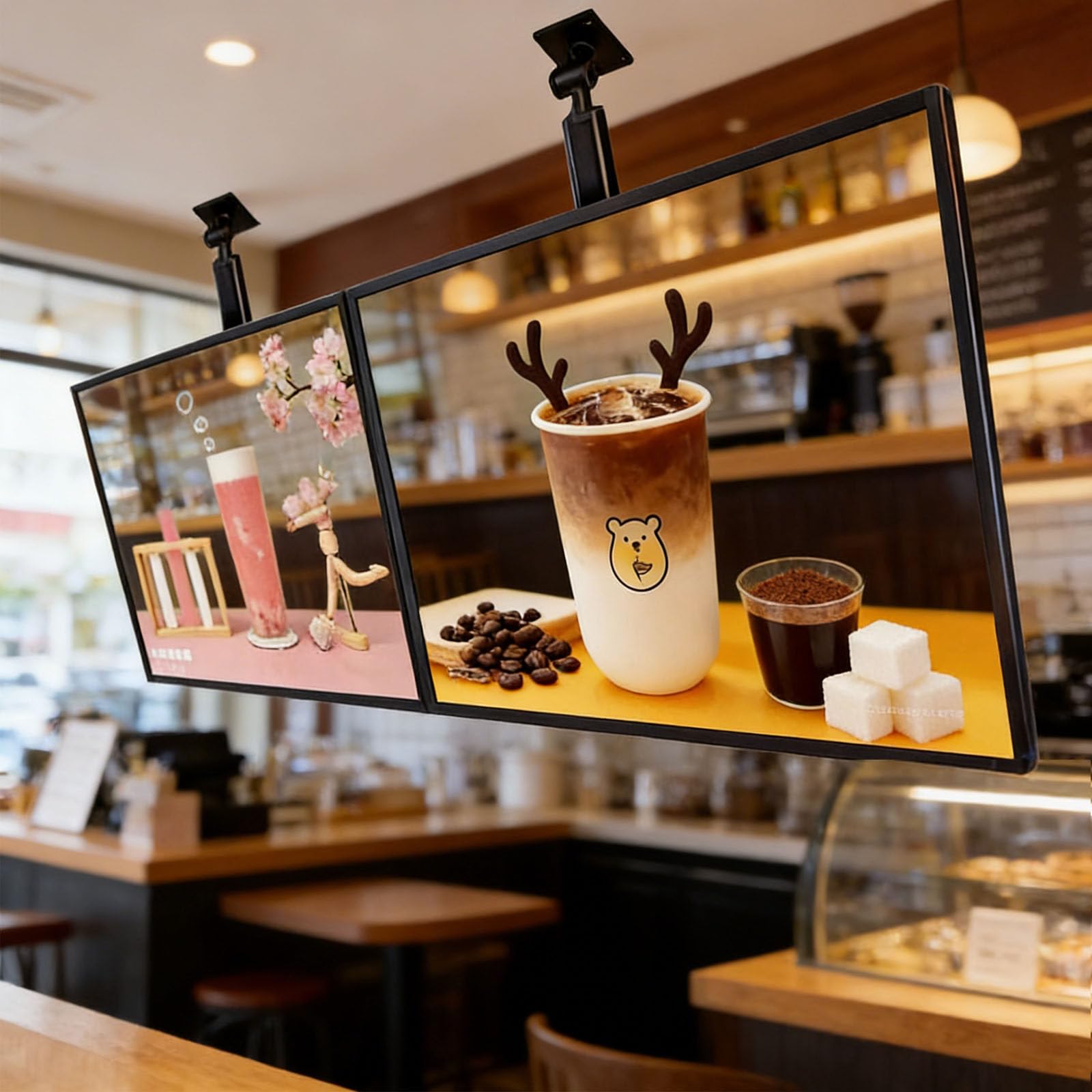 LED-Menü-Lichtbox, digitale Beschilderungsanzeige für Restaurants und Cafés, verstellbare Höhe und Neigung, Wandmontage, Hintergrundbeleuchtung, Werbung