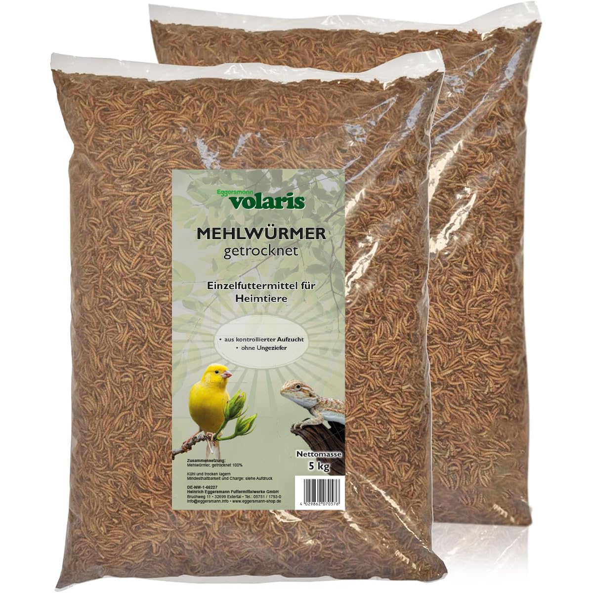 Eggersmann volaris Mehlwürmer getrocknet 10kg – Wildvogelfutter proteinreich & natürlich – Getrocknete Mehlwürmer ideal für Wildvögel, Hühner & andere Heimtiere – Vogelfutter frei von Pestiziden