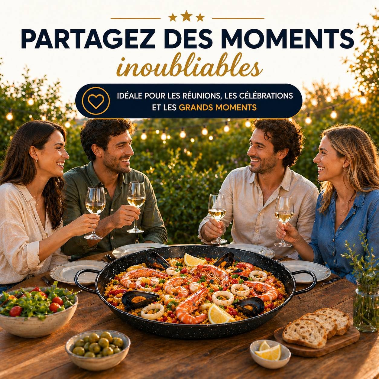 TEHORNEO Paella, Poele Paella en Acier Émaillé 32 cm 4-5 portions, Plats, Poele, Plat Induction, Compatible avec Plaques à Induction, Vitrocéramiques, Gaz