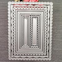 Kashoer Nested Rectangle Stitched Scallop Metal Cutting Dies - DIY Etched Stencils for Card Making, Scrapbooking, Embossing (Style A)