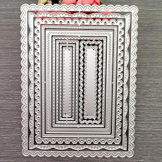 Kashoer Nested Rectangle Stitched Scallop Metal Cutting Dies - DIY Etched Stencils for Card Making, Scrapbooking, Embossing (Style A)
