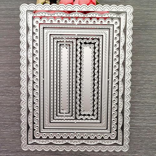 Nested Rectangle Frame Cutting Dies, Stitched Scallop Metal Cutting Dies