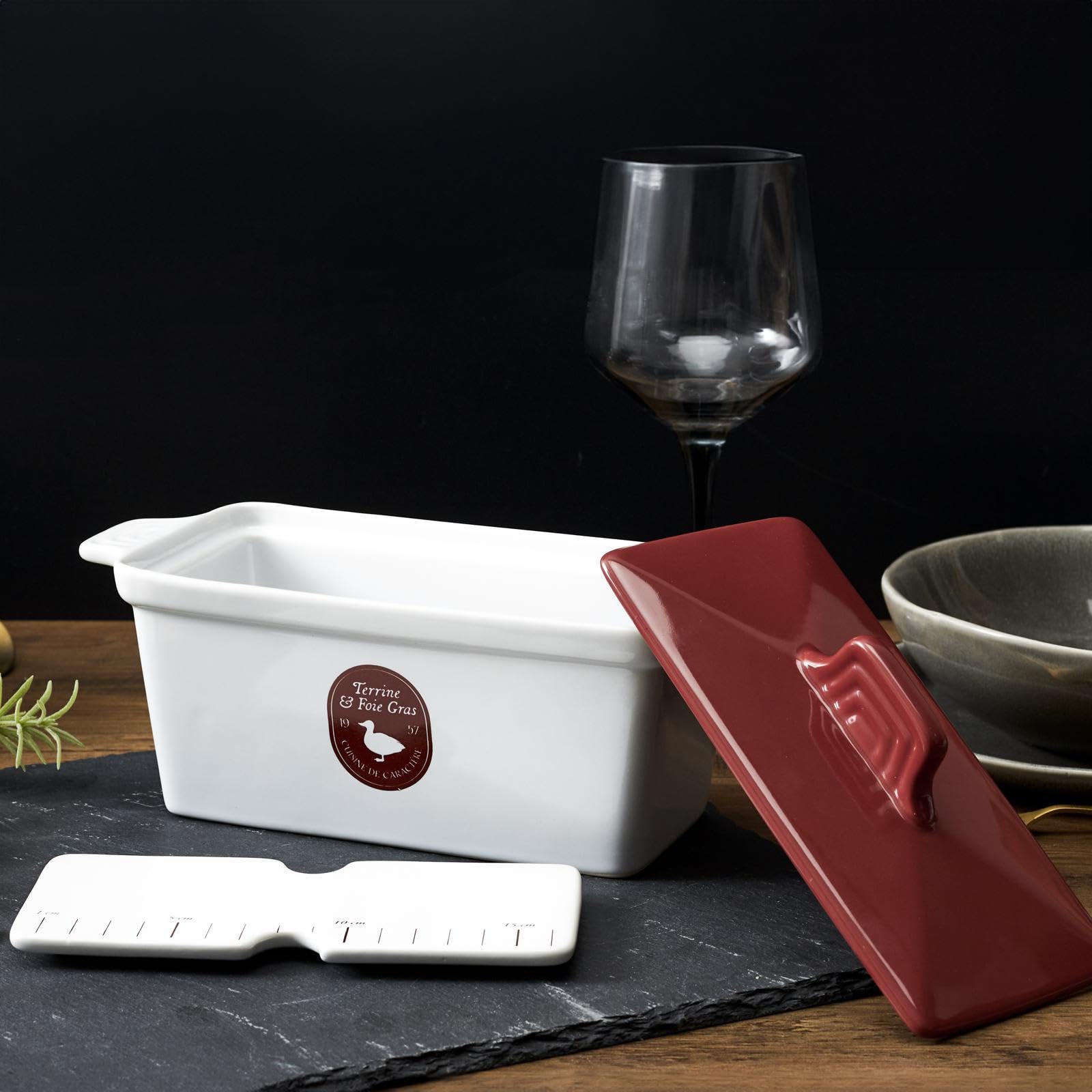 Saveur et Degustation KC2301 - Vaschetta per foie gras in ceramica con pressa, 25,5 x 11 x 27 cm, colori assortiti