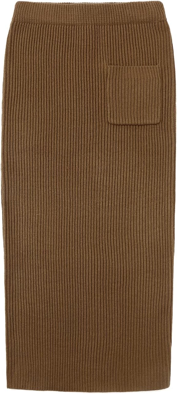 chouyatou Women's Turtleneck 2 Piece Outfits Ribbed Knit Sweater Midi Pencil Skirt Set - Image 3