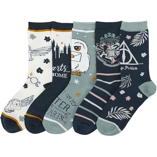 Harry Potter Home At Hogwarts 5-Pair Women's Casual Crew Socks