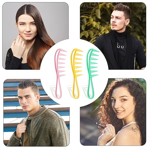 Miniatura 5 de Peine de dientes anchos de colores caramelo, peine de pelo rizado, peine de dientes grandes, peines de dientes de tiburón, accesorios de peinado