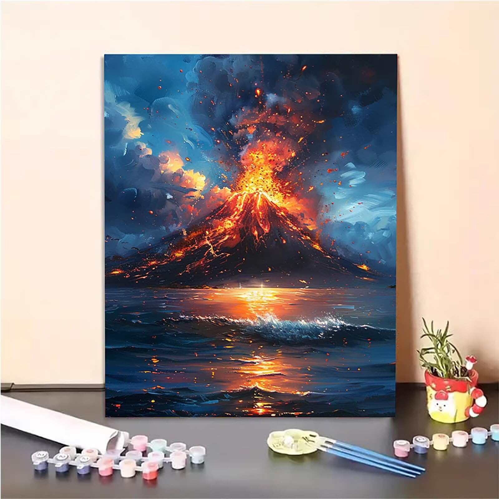 Amazon.co.jp: 数字油絵 火山, Paint by Numbers 初心者と大人 適用
