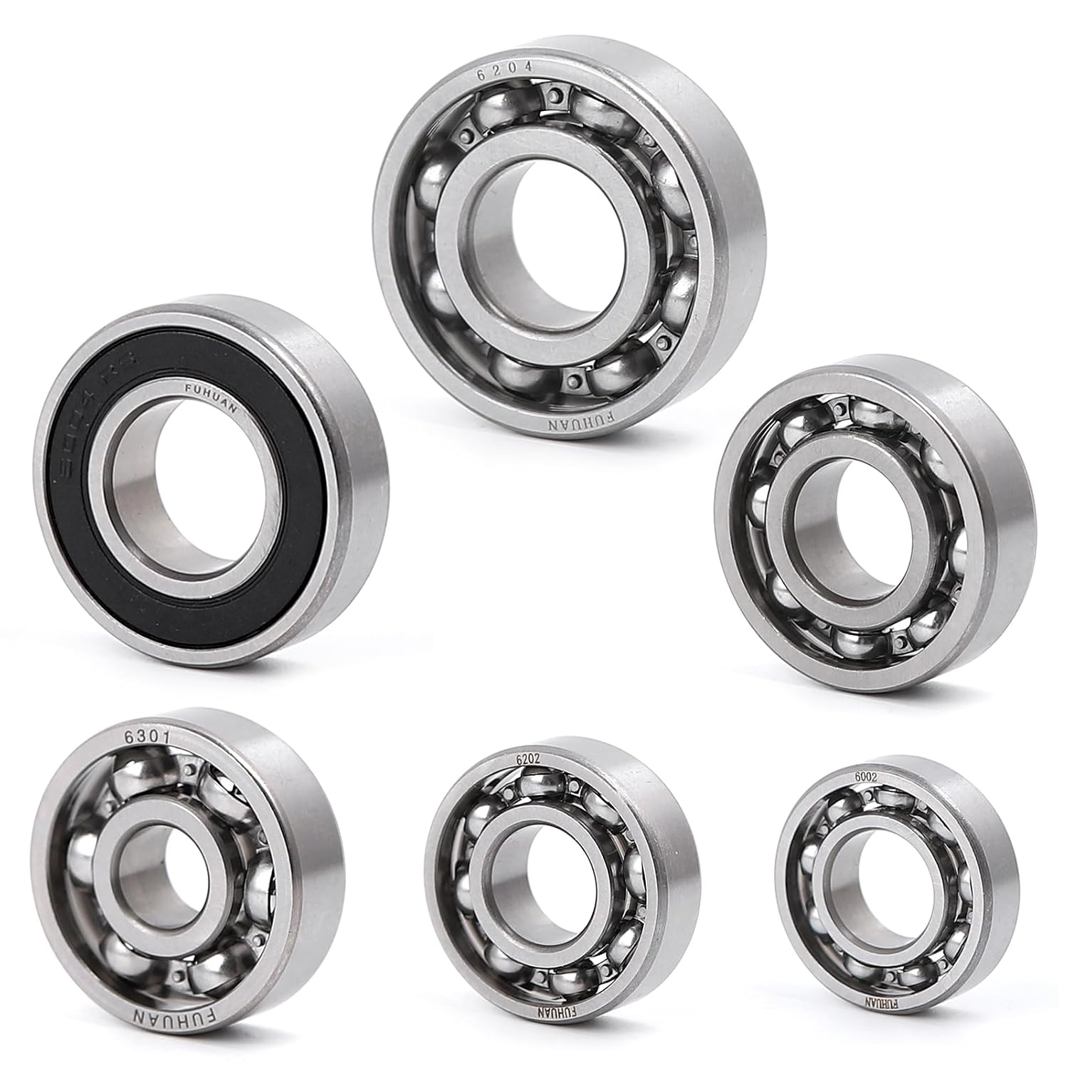 Mihho GY6 150CC Transmission Bearing Set Compatible with Chinese GY6 4-Stroken 152QMI 157QMJ Engine Scooter Mopeds ATV Go Kart, Stainless Steel, 6 Pieces