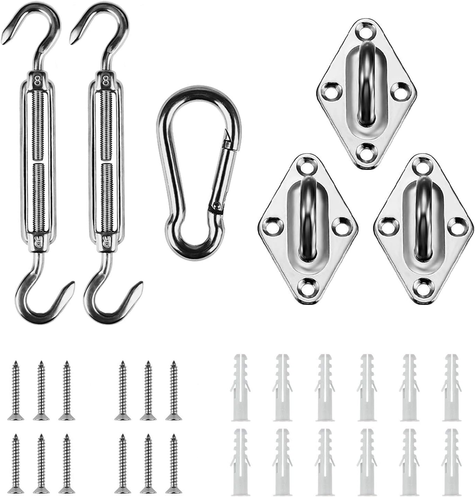 - Sun Shade Sail Hardware Kit 6 Inch for Triangle Sun Shade Sail Outdoor Installation 304 Stainless Steel