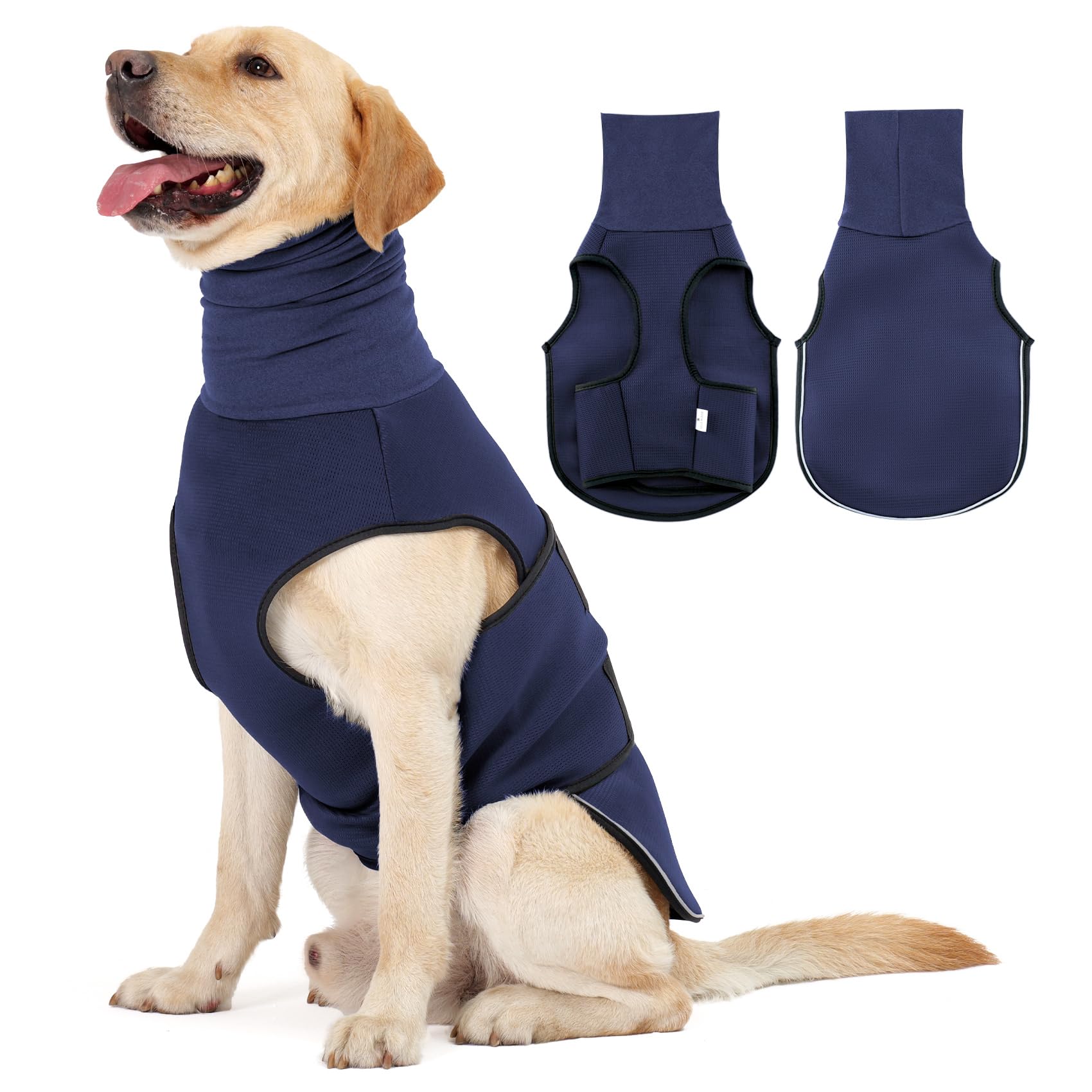 Dotoner Gilet Relaxant 2 en 1 pour Chiens, Manteau Anti-anxiété avec Douce Snood et Moufle, Bruit et Bandes Réfléchissantes