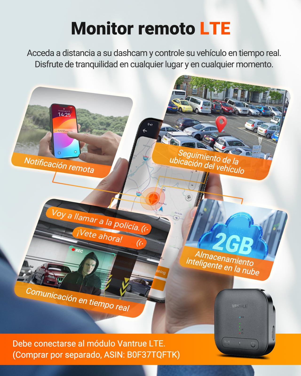 VANTRUE N5S Dash CAM 4 Canales STARVIS 2, 2.7K+ Dual 1080P+1440P 360°, Visión Nocturna HDR, WiFi GPS Control Voz, Soporte 1TB para Coche SUV Furgoneta
