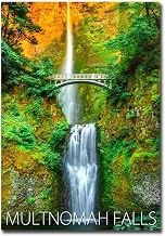 Multnomah Falls Waterfall in The Columbia River Gorge, Oregon Travel Refrigerator Magnet Size 2.5inch x 3.5inch, Multi Color