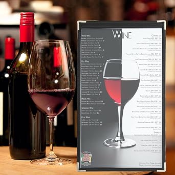 12PCS 8.5 x 14 Inch Menu Covers Single Page 2 View, Transparent Restaurant Menu Holder for Restaurant Bar Cafe (Black)