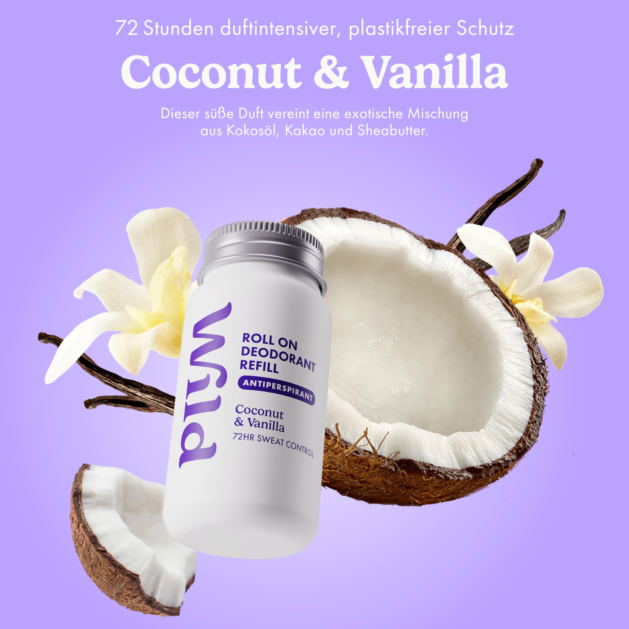 Wild Nachfüllbares Antiperspirant Roll‑on Deodorant Starter‑Kit – 72‑Stunden‑Schutz vor Körpergeruch & Schweiß – Bee Print Case mit Honey&Cactus Flower, Coconut&Vanilla sowie Vanilla Bean&Buttercream