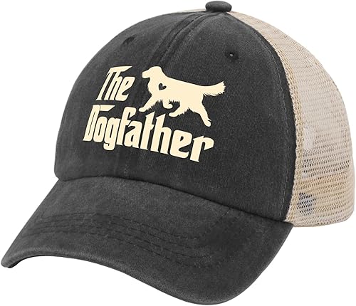 Miniatura 2 de Golden Retriever - Gorro de perro para hombre, diseño de perro y papá, gorra Golden Retriever para hombres, Negro (Allblack)