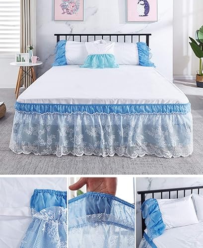 Miniatura 2 de Falda de cama de encaje envolvente Falda de cama con volantes Cubierta de polvo Funda de cama con volantes