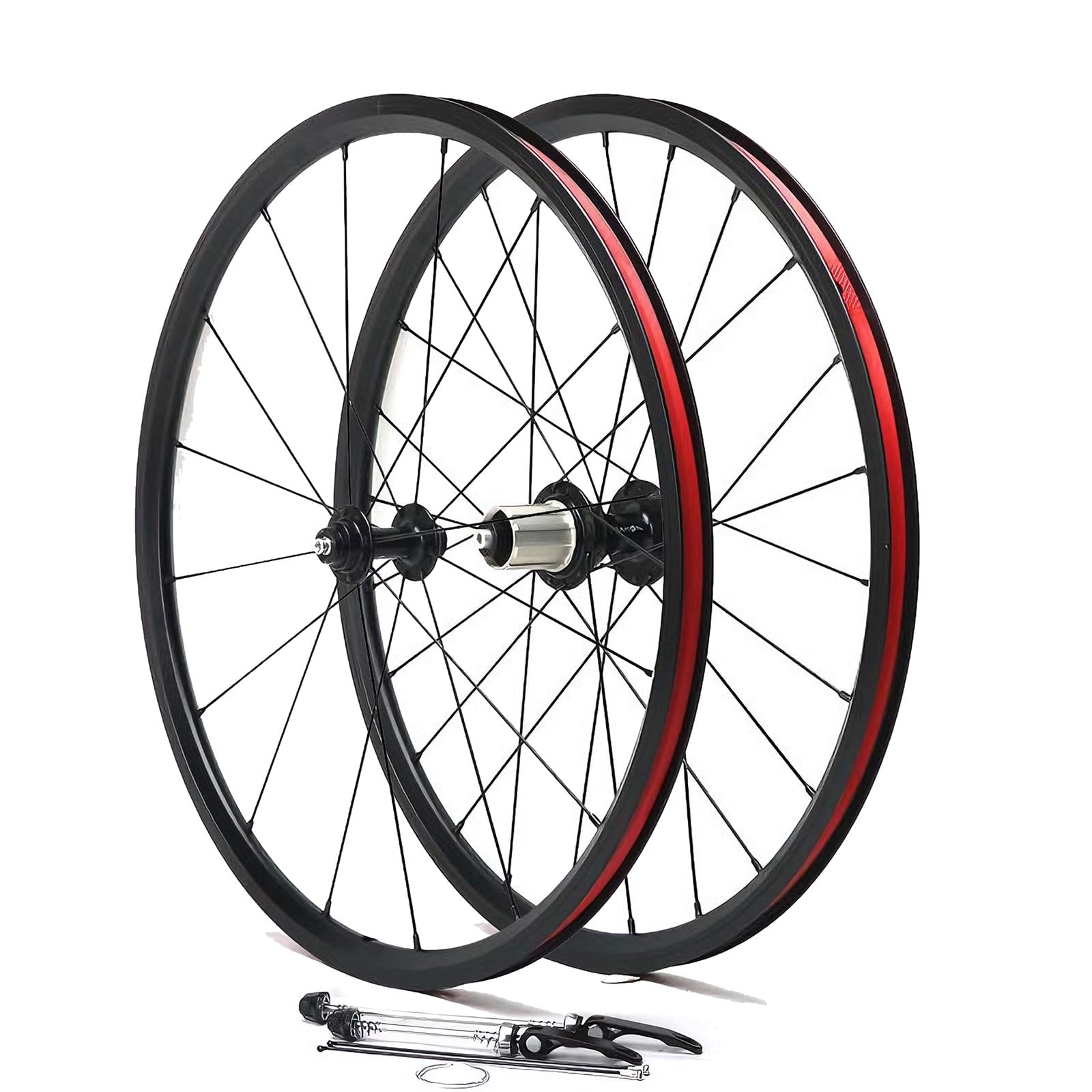ZXGSXIOU 20in 451 BMX Wheelset Quick Release C/V Brake Folding Bike Wheels Front 16/20H Rear 24H Hubs For 7/8/9/10/11 Speed Cassette