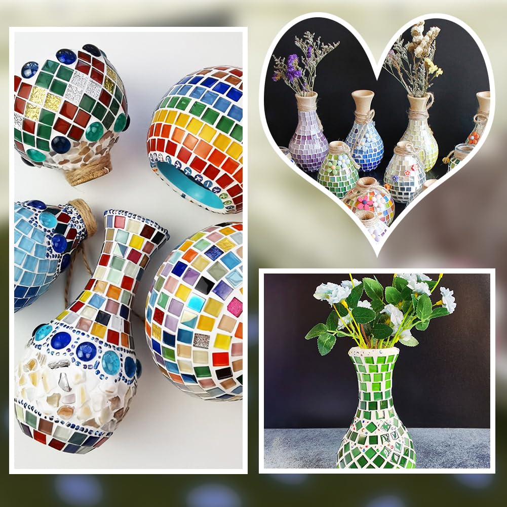 1 Box 200Pcs Square Mosaic Tiles Bulk Mosaic Glass Pieces Green Glass Tiles Mosaic Crystal Cabochons Pieces Accessories For Crafts Stepping Stone DIY