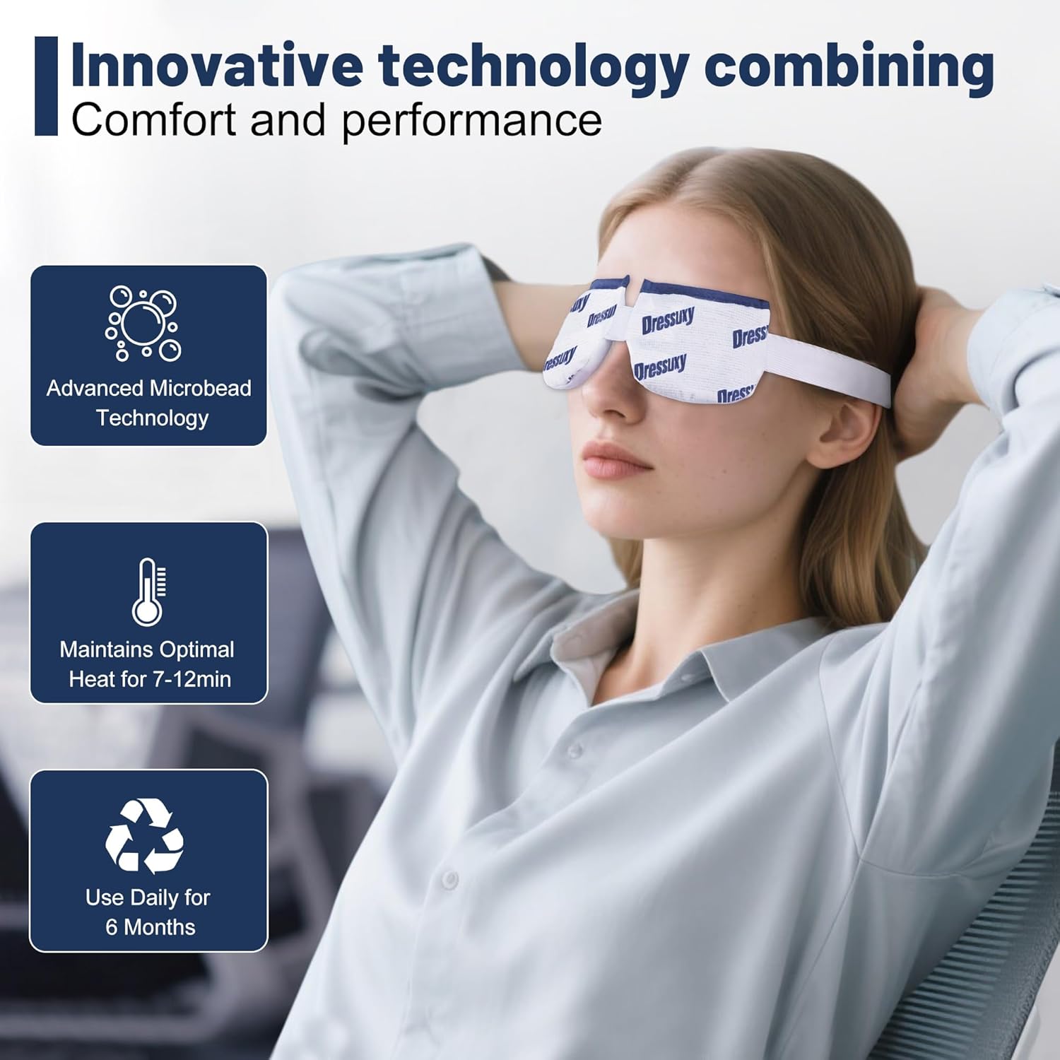 Heated Eye Mask & Microwavable Eye Compress | Gentle Steam Heat for Eye Comfort 1pc White - Image 2