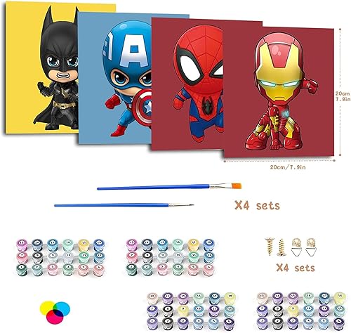 Miniatura 2 de bleihum Paquete de 4 pinturas por números para niños de 4 a 8 años, kits de pintura de dibujos animados por números para principiantes, pintura al