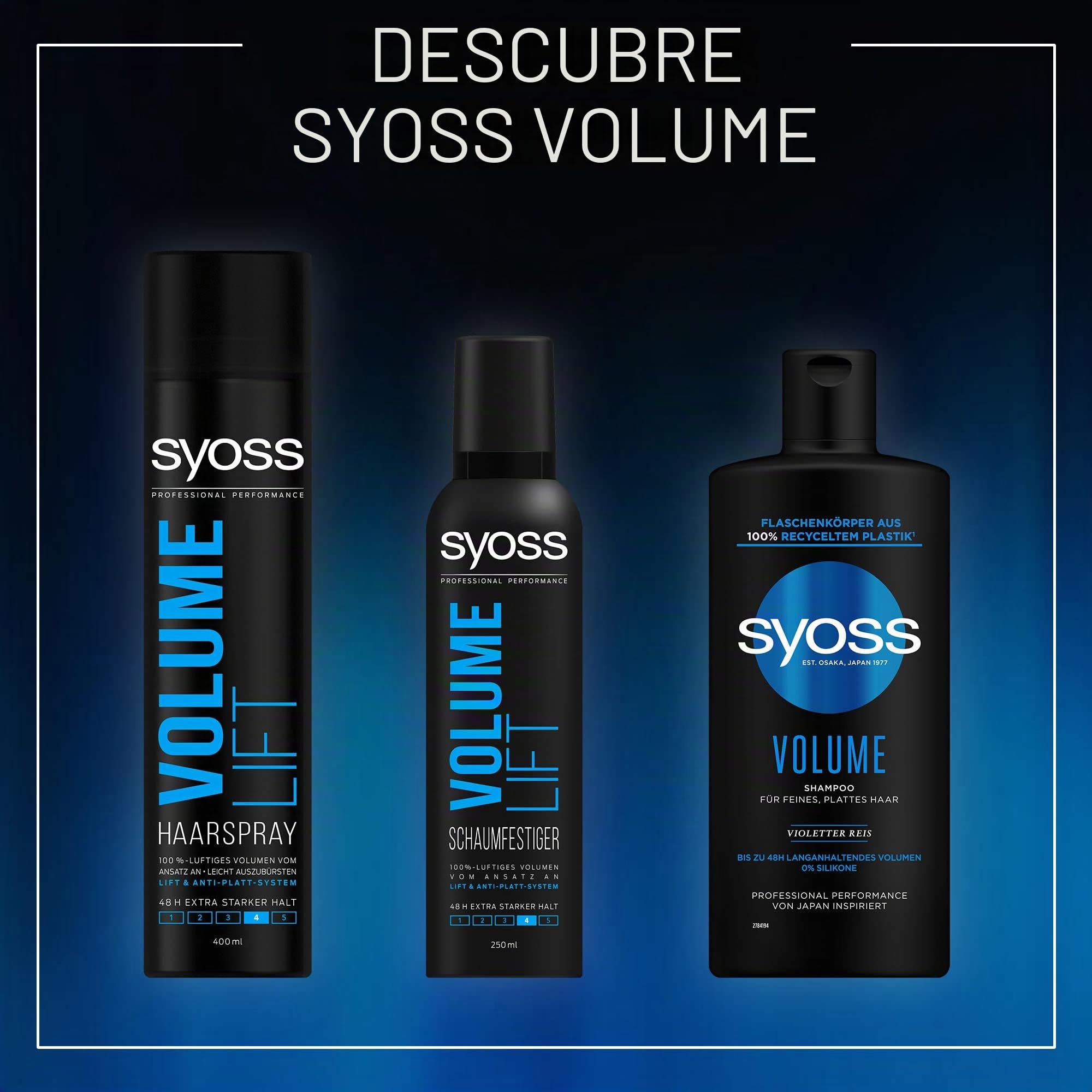 Syoss Spray Volume Lift para el cabello, pack de 6 unidades (6 x 400 ml) grado de retención 4, spray de peinado para un volumen 100% aireado, volumen para un control de peinado de 48 horas, sin pesar