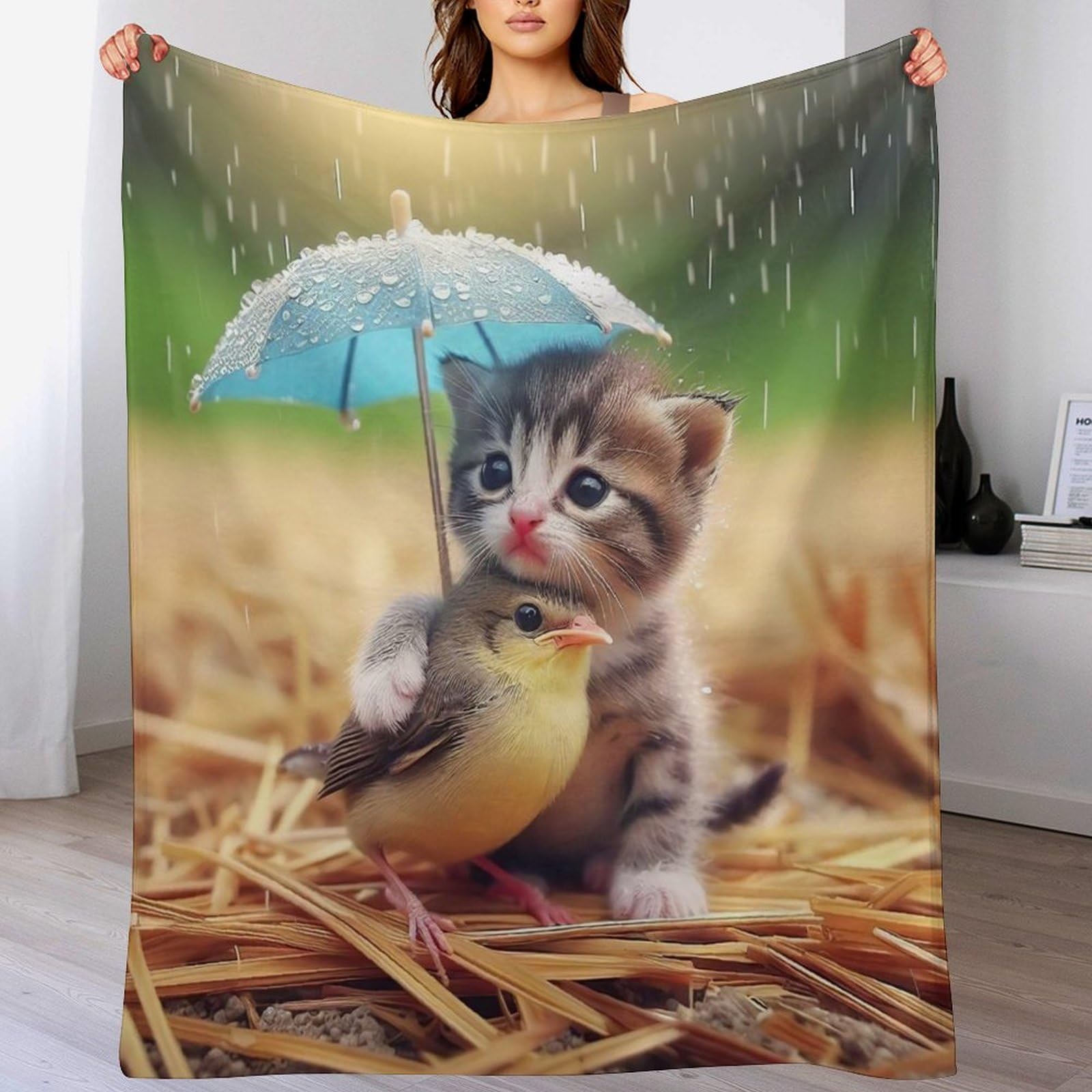Couverture polaire chat en flannel de 130x180cm pour lit et canapé