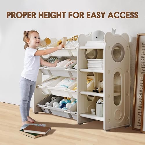 Miniatura 4 de Organizador de almacenamiento de juguetes para niños con 12 contenedores de almacenamiento de juguetes, experimenta una organización de fácil