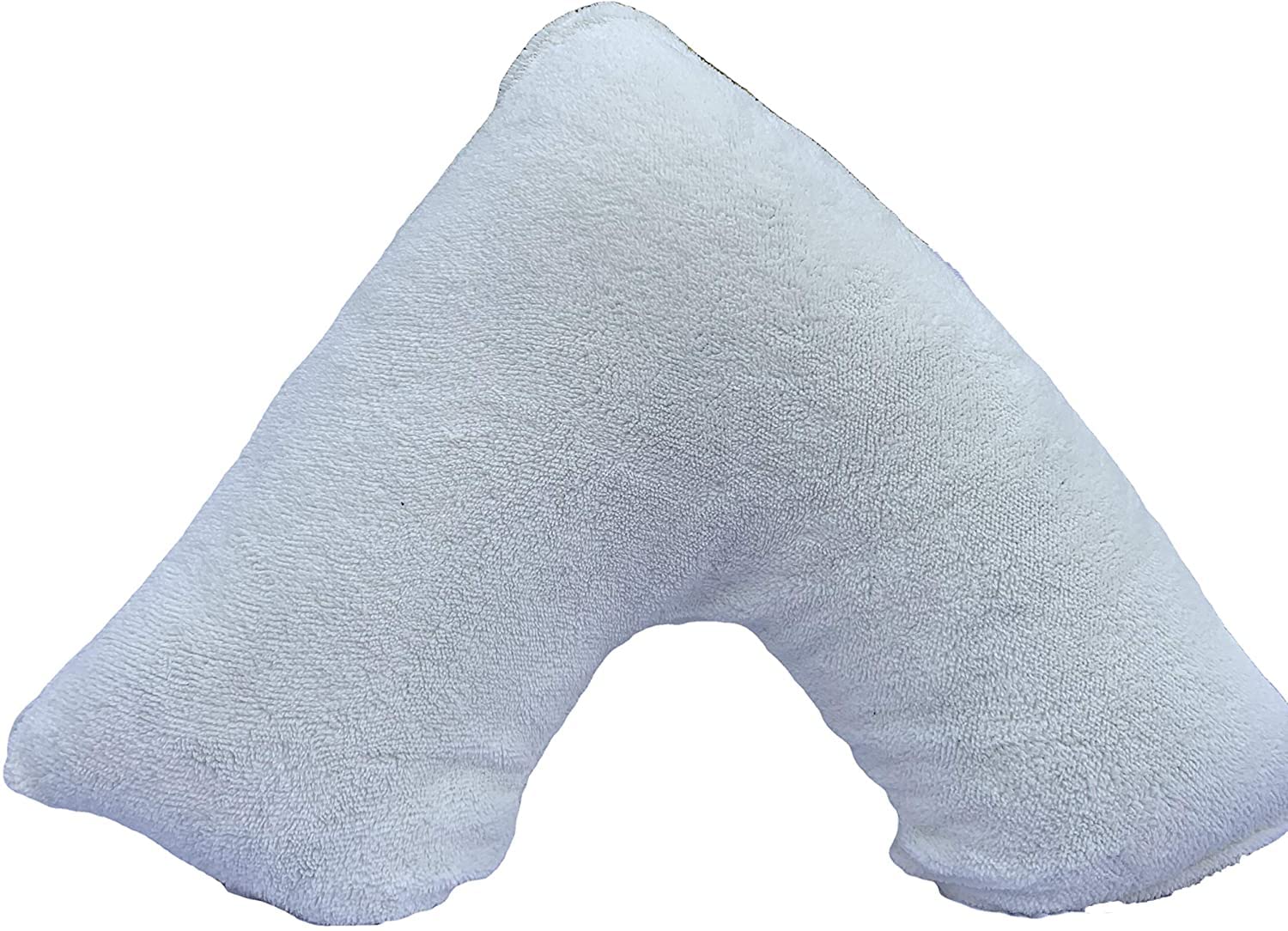ARLINENS V Shape Pillow with Pillowcase Teddy Fleece Super Soft Fluffy Warm Pillowcase Orthopaedic Support for Back, Neck & Pregnancy with Hollow Fiber V Pillow 74x34cm (Cream)