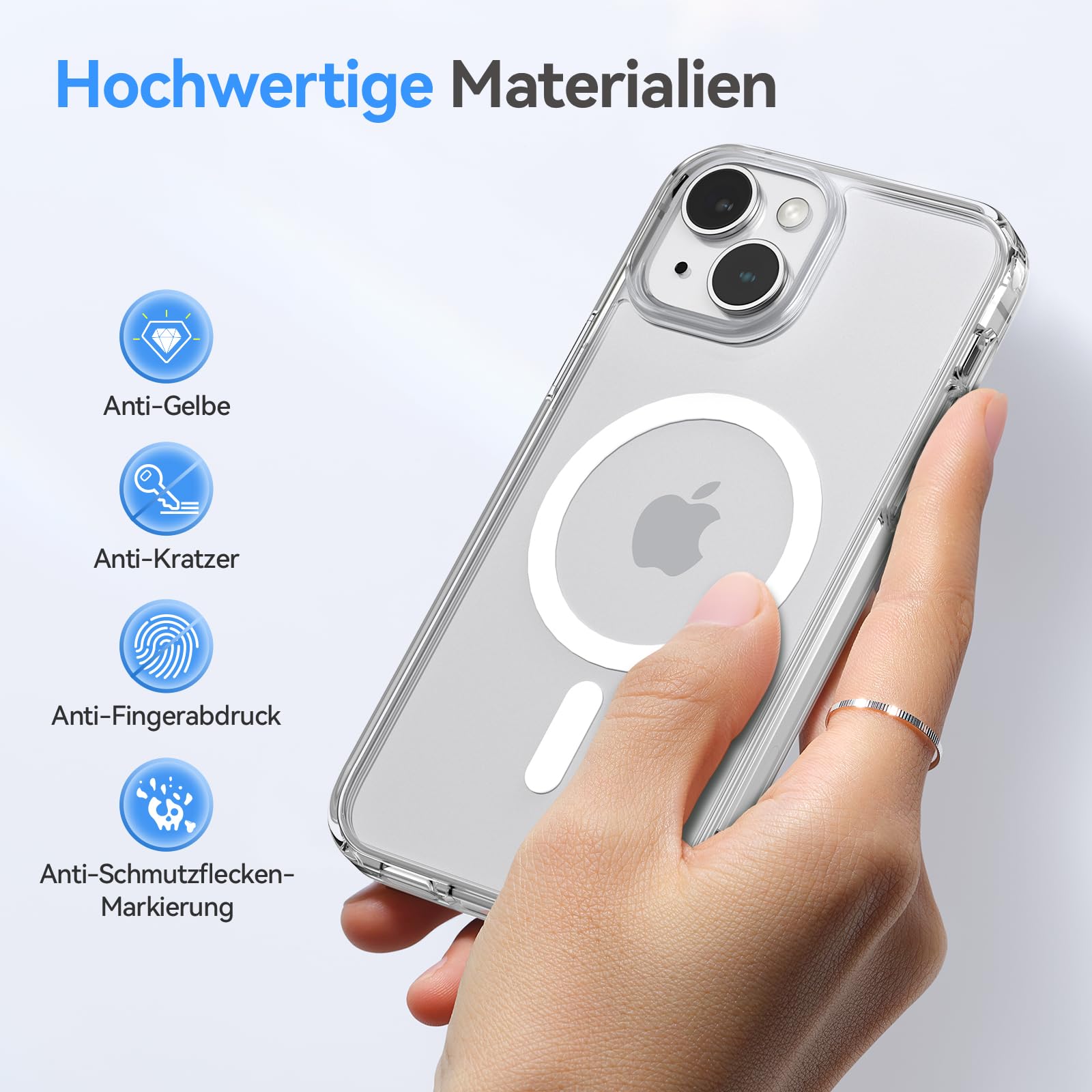 Natiiozie Magnetica Cover per iPhone 13/iPhone 14 Compatibile con MagSafe Custodia Traslucida Opaca Posteriore, Antiurto Anti-impronta Resistente ai Graffi Protettiva Case Trasparente