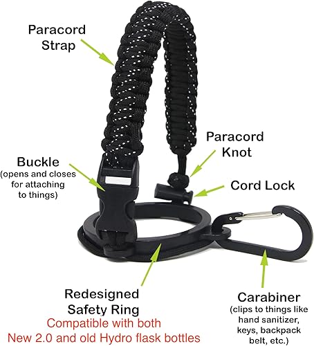 Miniatura 5 de One MissionX Mango Paracord 2.0 para botellas de agua de boca ancha Hydro Flask, también compatible con Iron Flask, Simple Modern, Takeya, se adapta
