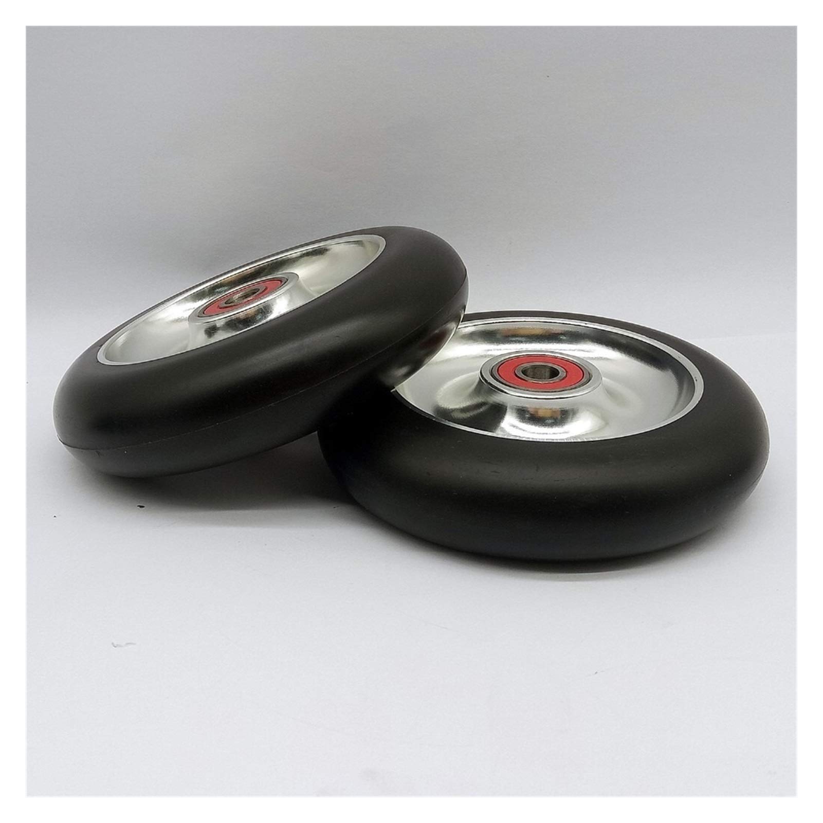 Générique Roue Trotinette Freestyle AntidéRapant 2pcs 100mm Freestyle Stub Scooter Roues avec Aluminium Alliage Haute Élasticité PU Rouettes de roulement PU
