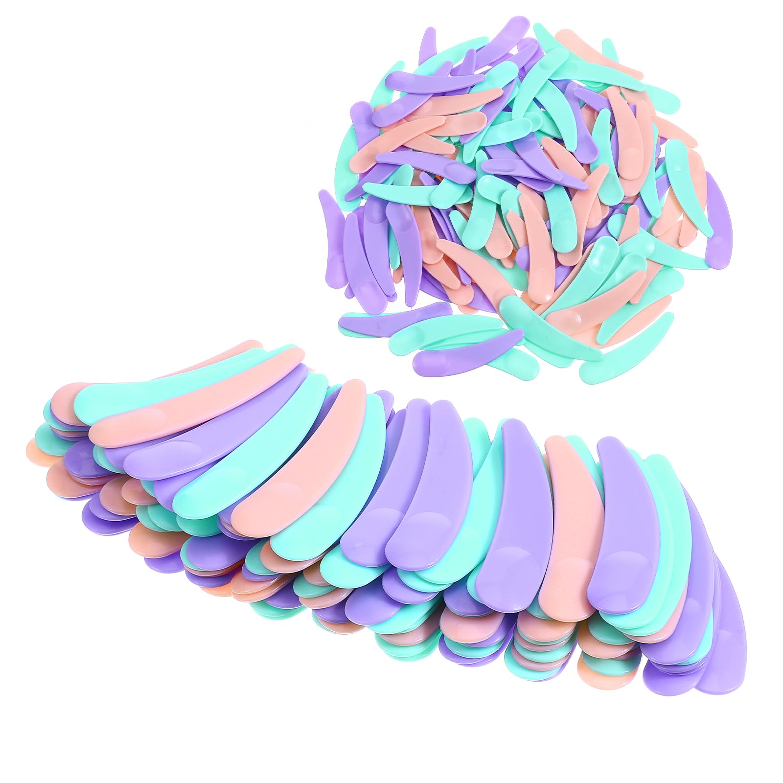 Muiltvoe 200 Pcs Mini Makeup Spatulas, Plastic Tiny Cosmetic Spatula Disposable Beauty Scoop Spatula for Cosmetics Facial Cream Mask Mixing and Sampling (Purple Pink Blue)