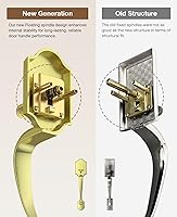 Vista 5 de Brightify Brushed Gold Front Door Lock Set, Keyed Entry Door Handle with Deadbolt for Home Security, Reversible Left/Right-Hand, Adjustable Latch