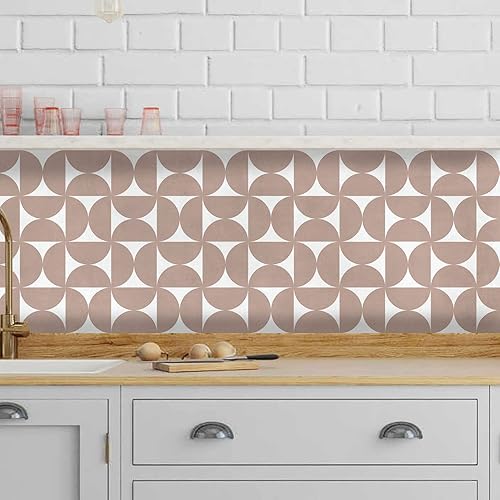 Miniatura 3 de Alwayspon T045 - 12 calcomanías mate para azulejos de pared, autoadhesivas, para cocina, baño, 5.9 x 5.9 in, color rosa medio redondo, 12 unidades