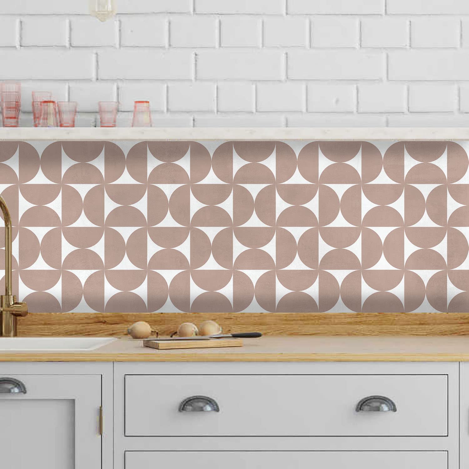 Alwayspon 24PcsX15cm/6inch Vinyl Wall Tile Sticker Transfer, Waterproof Sticky Back Tile Sticker for Kitchen Bathroom Self-adhesive Peel and Stick PVC Stick on Tile, Boho