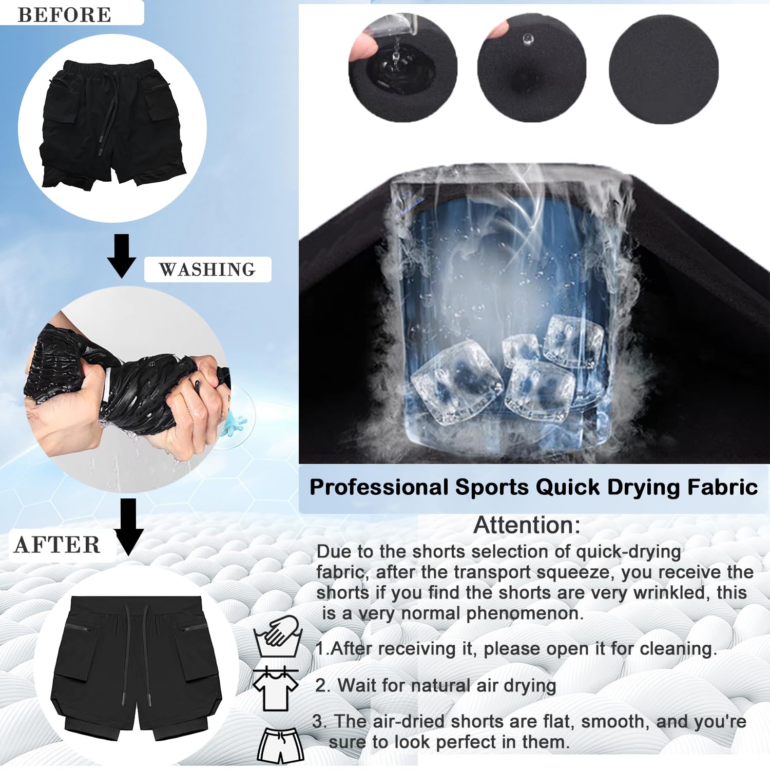 Pantalón Corto 2 en 1 Hombre Running Bolsillo Teléfono Secado Rápido Malla Cordón