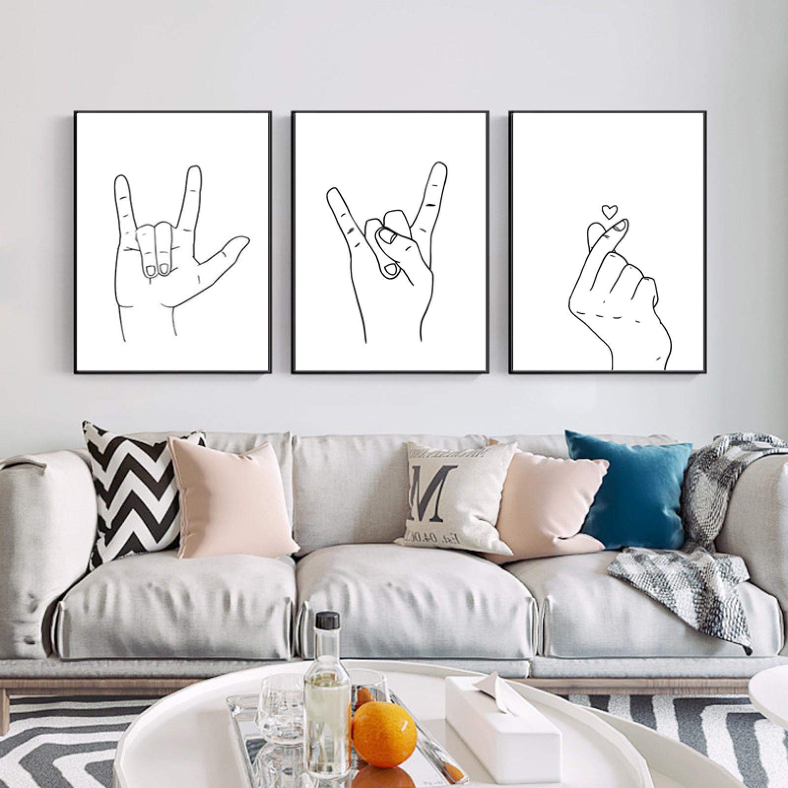 Arte de la pared abstracto minimalista para renovar salones modernos con tres lienzos 8