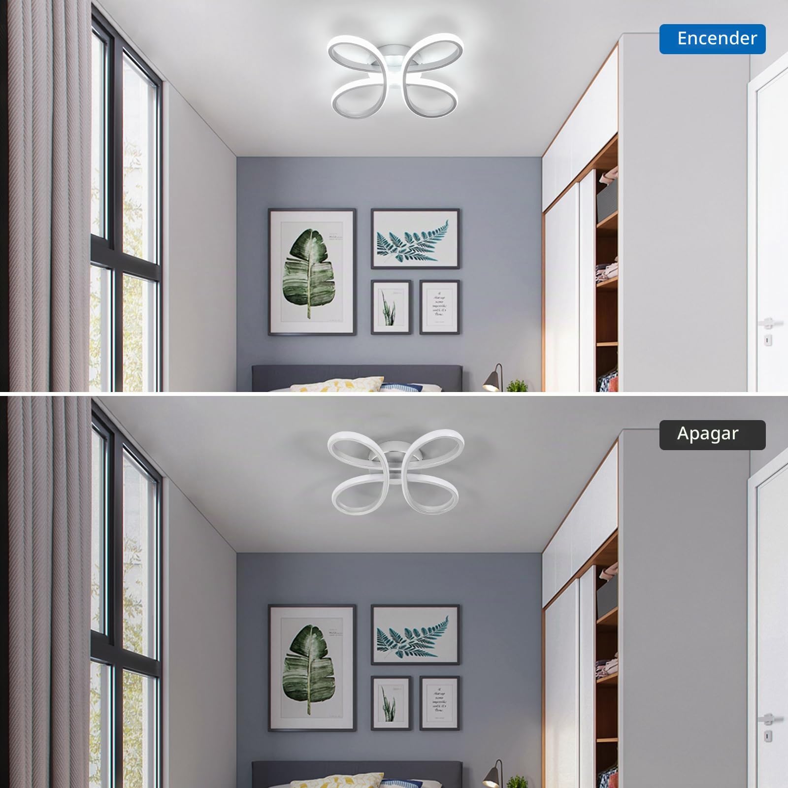 Lámpara de Techo Moderna, 30W 3375LM Plafón LED Techo 30CM | Diseño Forma de Flor, Lamparas de Techo LED Moderno Plata para Dormitorio Cocina Sala de Estar Pasillo, Blanco Frío 6500K