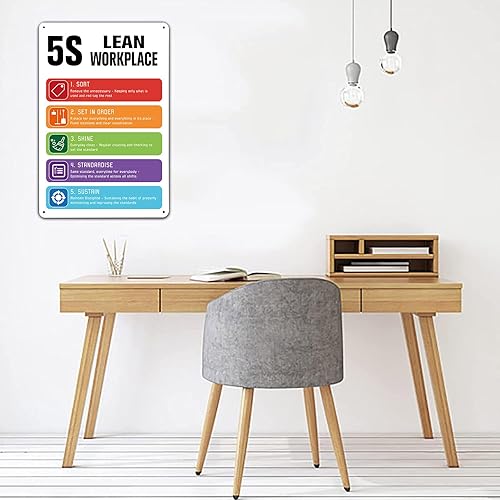 Miniatura 5 de Huerktins 5S Lean Workplace - Letrero de metal para barra de hojalata, letreros de advertencia personalizados para granja, hogar, oficina, aula,