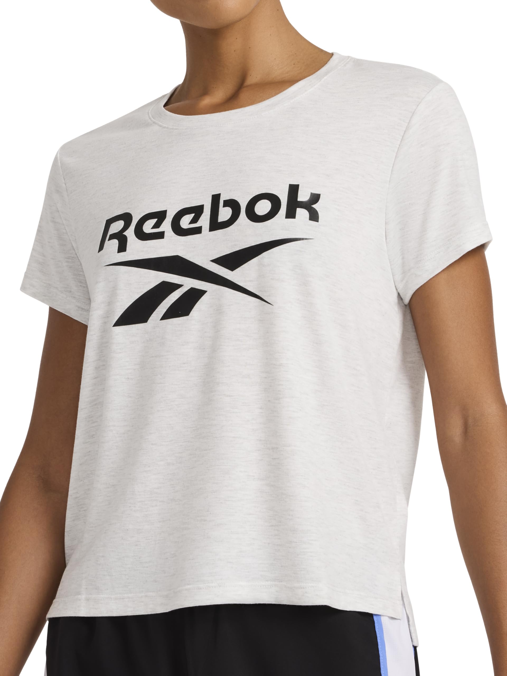 Reebok Women's Crewneck T-Shirt, Standard Fit, Lightweight Stretch Poly Soft Jersey Fab