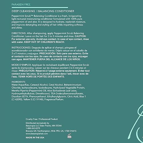 Miniatura 8 de Brocato Peppermint Scrub - Acondicionador equilibrante, 8.5 onzas, acondicionador hidratante ligero con aceite de menta puro mejorado desenredante y