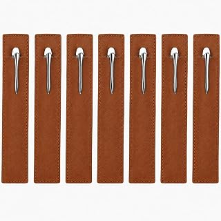 7 Pack Leather Pen Pouch Sleeve, Single Fountain Pen Holder Case for Purse Pocket, Protective Cover for Ballpoint Pencils Stylus (Brown)