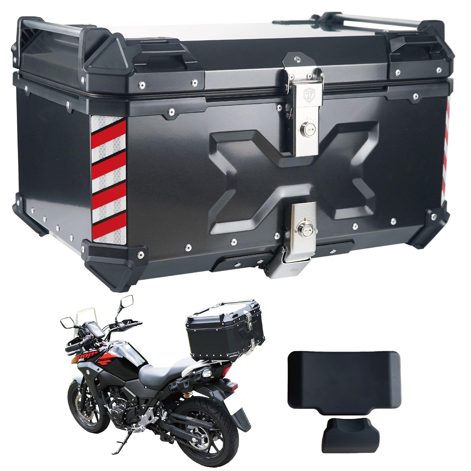 未使用中古美品　65L　バイクリアボックス アルミ制　シルバー 楽天市場】リアボックス 45L 55L 65L トップケース ブラック