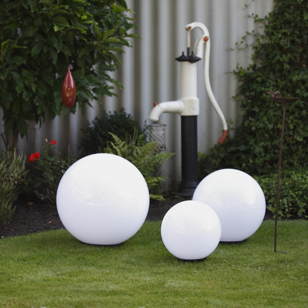 Kugelleuchten 3er Set 30/40/50cm weiß E27 Kugelampen Garten Terrassenleuchte Dekoleuchten
